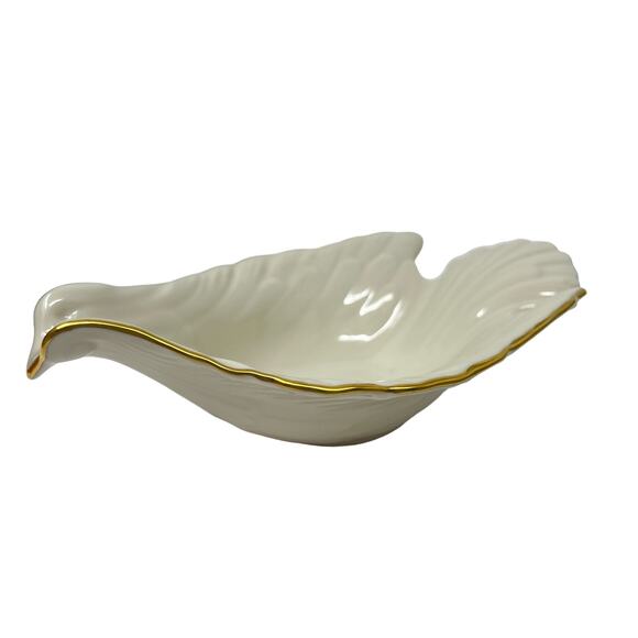Lenox Dove Shaped Candy Dish 8" x 5" White Porcelain with Gold Trim EUC - Picture 2 of 6